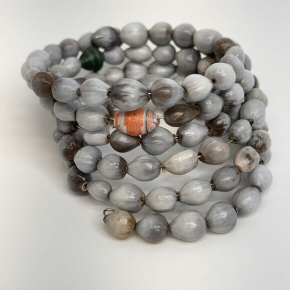 Job’s Tears Seed Bracelet Gray Boho Wrap Around Bangle Stacking Adlay - Picture 3 of 9